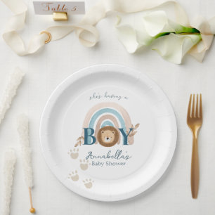 Plato De Papel Lindos estampados de huellas de cachorro de león B