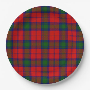 Plato De Papel Lindsay tartan green platillo rojo