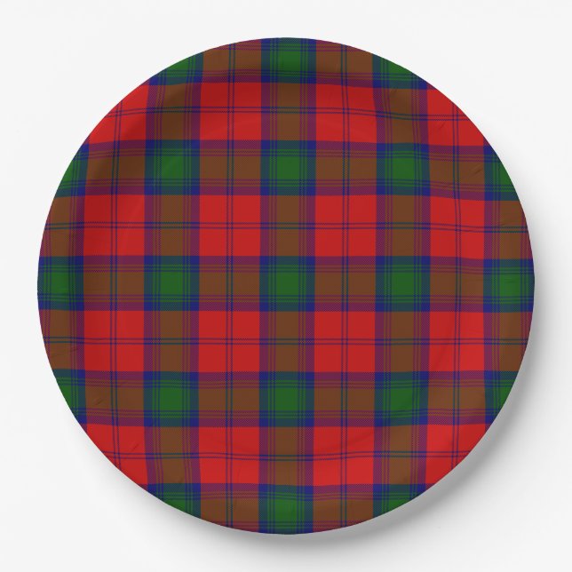 Plato De Papel Lindsay tartan green platillo rojo (Anverso)
