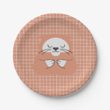 Línea de rejilla personalizada marrón gato lindo