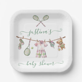 Plato De Papel Línea de ropa Baby Shower de Preppy Golf