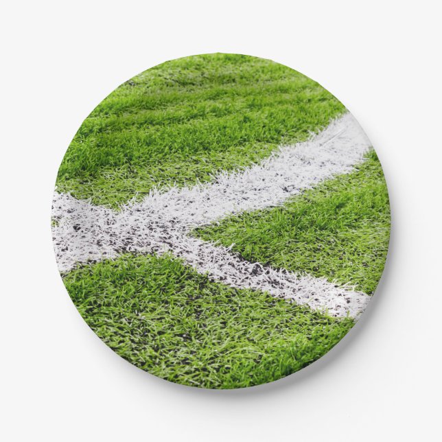 Plato De Papel Líneas de campo de fútbol (Anverso)