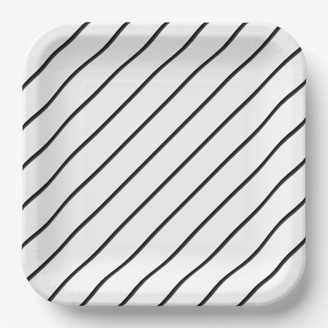 Plato De Papel Líneas diagonales (negro) (Anverso)