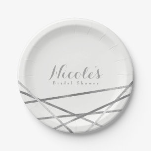 Plato De Papel Líneas geométricas modernas elegantes personalizad