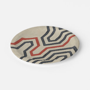 Plato De Papel Líneas gráficas azul y naranja