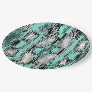 Plato De Papel Líneas pixeladas cruzadas formando cuadrados abstr