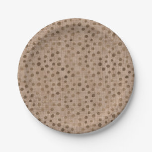 Plato De Papel Linen Brown Dots Moda Tribu de novias Rustic Moder