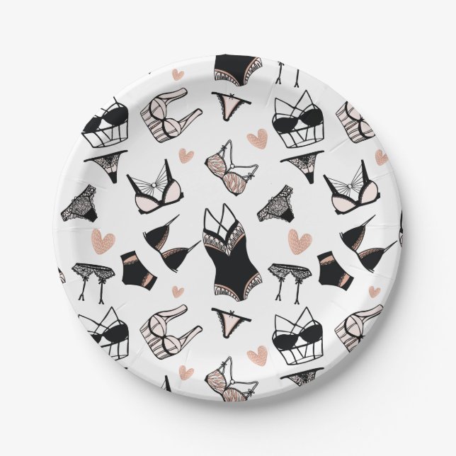 Plato De Papel Lingerie Bridal Shower Paper Plates (Anverso)