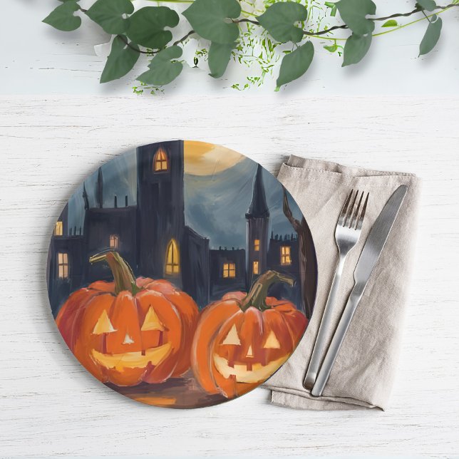 Plato De Papel Linterna de Jack Terror | Halloween Pintura Espelu (Subido por el creador)