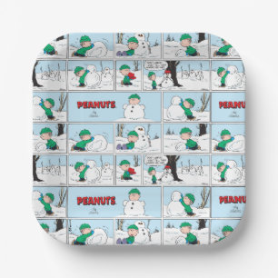 Plato De Papel Linus Construye Un Hombre De Nieve