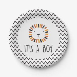 Plato De Papel Lion Baby Shower It's a Boy