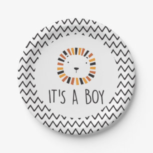 Plato De Papel Lion Baby Shower It's a Boy