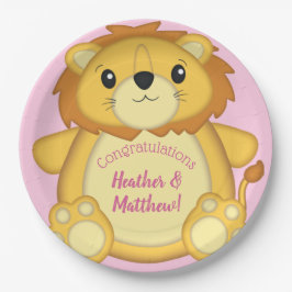 Plato De Papel Lion Baby Shower Pink