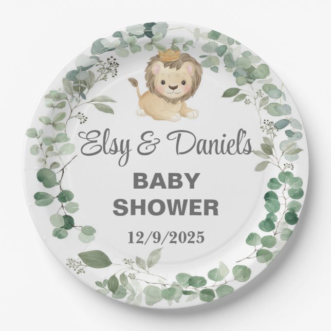 Plato De Papel Lion King, Lion Cub baby shower paper plates. (Anverso)