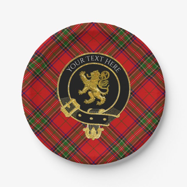 Plato De Papel Lion Tartán, Escudo de Clan de Escocia (Anverso)