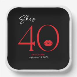 Plato De Papel Lips rojas minimales modernas de cuarenta años