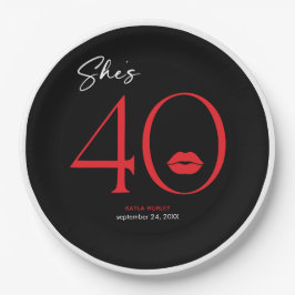 Plato De Papel Lips rojas minimales modernas de cuarenta años