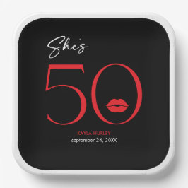 Plato De Papel Lips rojas minimales modernas ella tiene 50 años