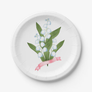 Plato De Papel Lirio de los valles, retro