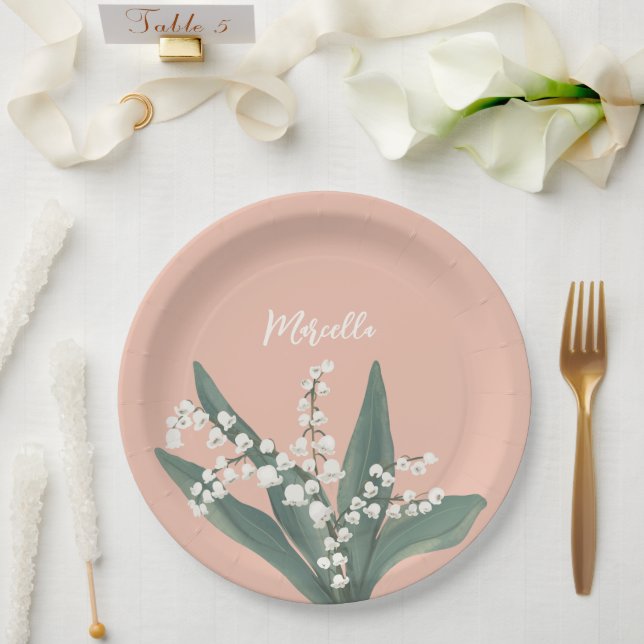 Plato De Papel Lirio Del Valle Personalizado (Boda)