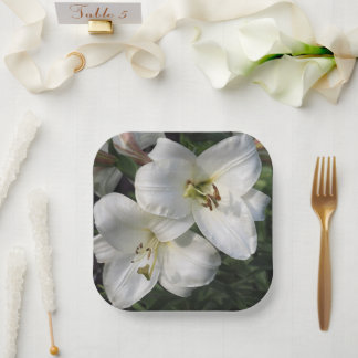 Plato De Papel Lirios Blancos