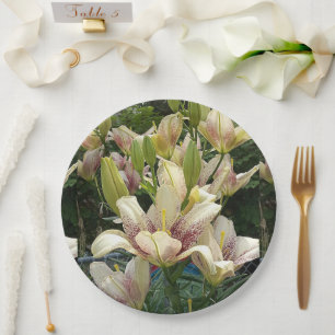 Plato De Papel Lirios Blancos
