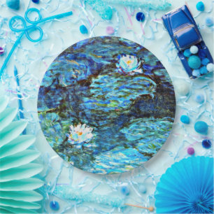 Plato De Papel Lirios de agua azules de Monet