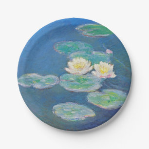 Plato De Papel Lirios de agua, igualando efecto de Monet