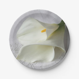 Plato De Papel Lirios de cal blanca sobre lino