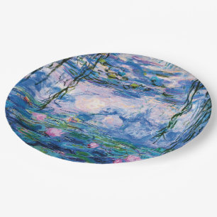 Plato De Papel Lirios del agua de Monet