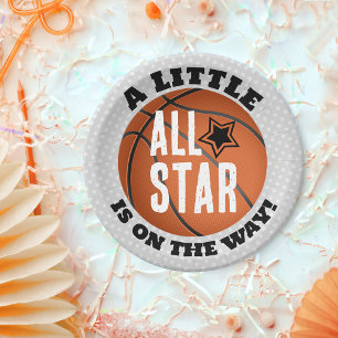 Plato De Papel Little All Star on the Way Basketball Baby Shower