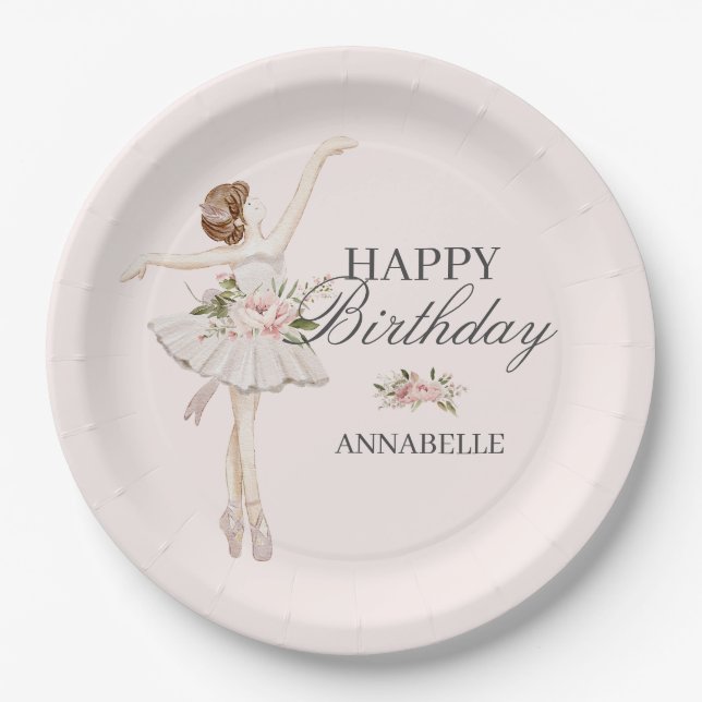 Plato De Papel Little Ballerina Birthday Plates Decoración Fiesta (Anverso)