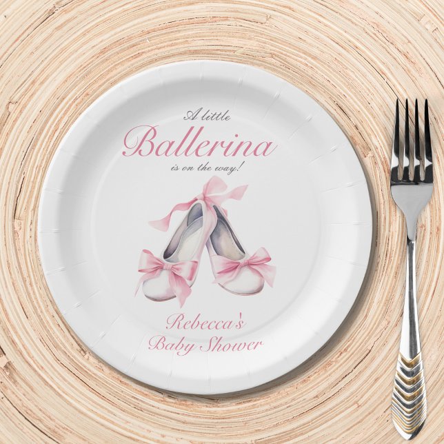 Plato De Papel Little Ballerina Pink Bow Chica Baby Shower (Subido por el creador)