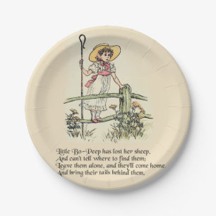 Plato De Papel Little Bo-Peep: Clásica Kate Greenaway Nursery