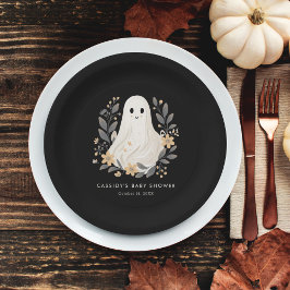 Plato De Papel Little Boo Boho Ghost Halloween Baby Shower