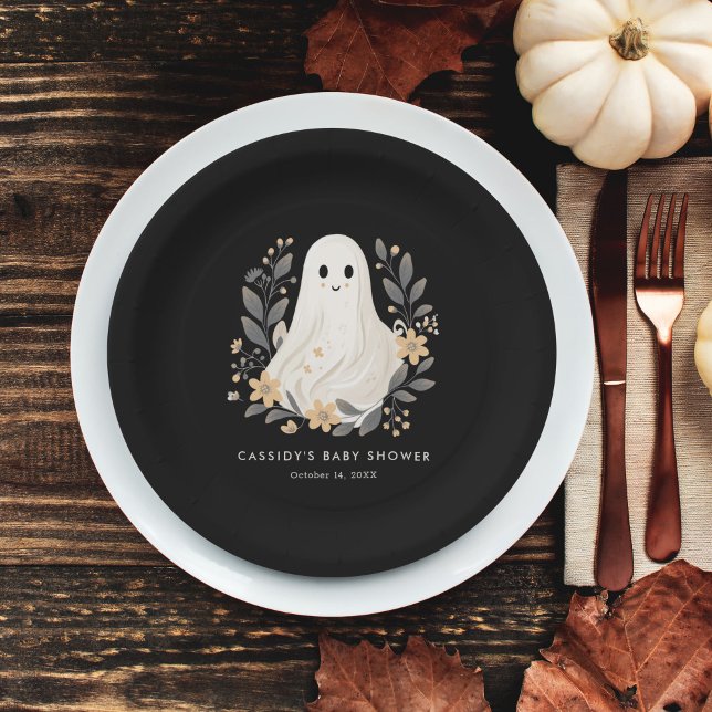 Plato De Papel Little Boo Boho Ghost Halloween Baby Shower (Subido por el creador)