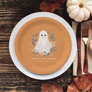Plato De Papel Little Boo Boho Ghost Halloween Baby Shower