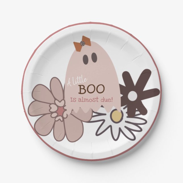 Plato De Papel Little Boo Chica Baby Shower (Anverso)