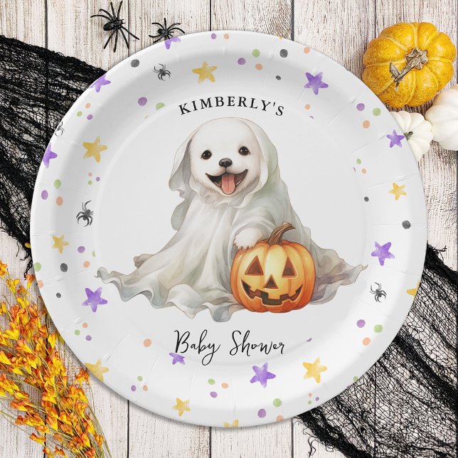 Plato De Papel Little Boo Cute Halloween Simple Baby Shower (Subido por el creador)