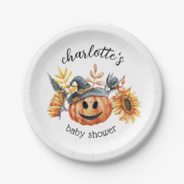 Plato De Papel Little Boo Fall Autumn Pumpkin Baby Shower