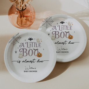 Plato De Papel Little Boo Halloween Baby Shower