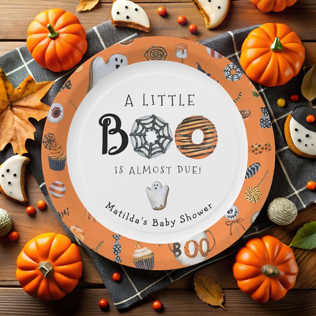Plato De Papel Little Boo Halloween Baby Shower (Subido por el creador)