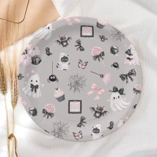 Plato De Papel Little Boo Halloween Chica Baby Shower