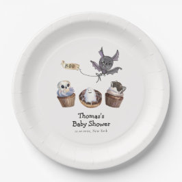 Plato De Papel Little Boo Halloween cupcake Baby Shower