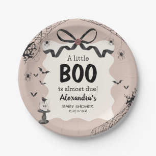Plato De Papel Little Boo Halloween Gothic Baby Shower