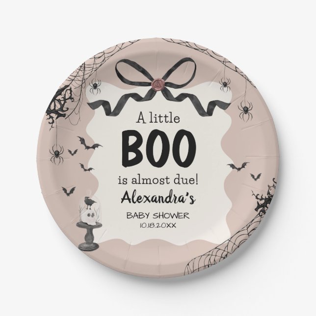Plato De Papel Little Boo Halloween Gothic Baby Shower (Anverso)