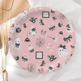 Plato De Papel Little Boo Halloween Pink Baby Shower