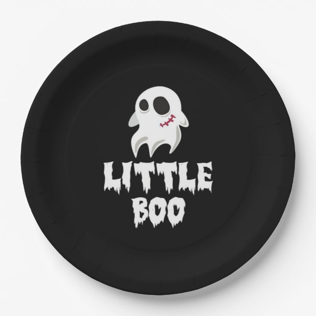 Plato De Papel Little Boo In Halloween Cool Graphic (Anverso)