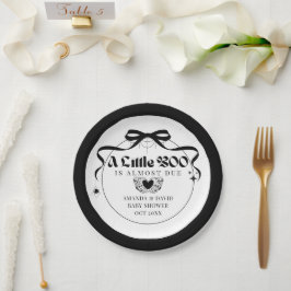 Plato De Papel Little Boo Minimal Gothic Halloween Baby Shower