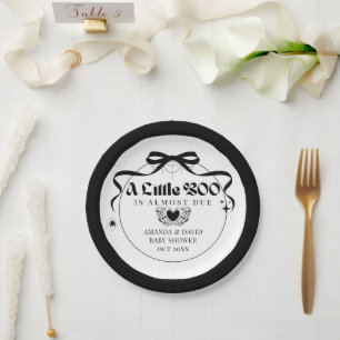 Plato De Papel Little Boo Minimal Gothic Halloween Baby Shower